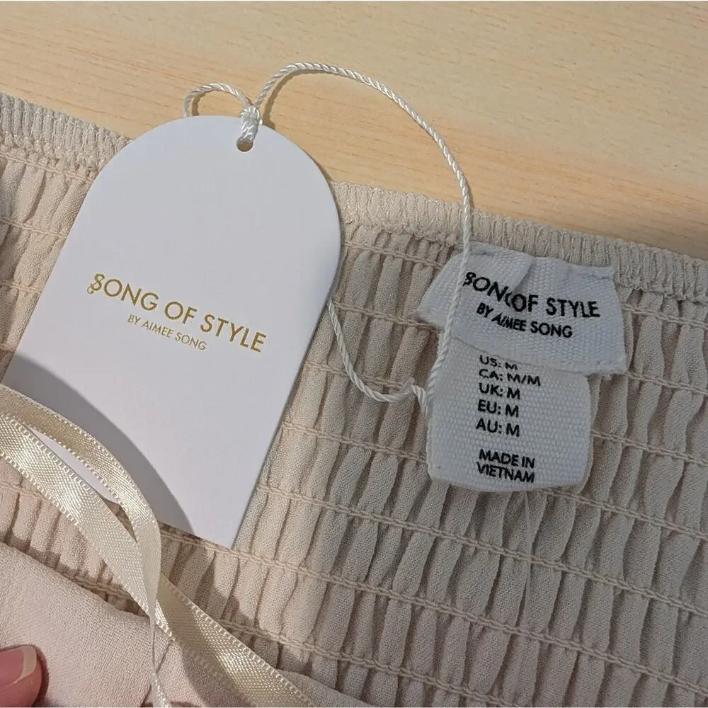 Song of Style by Aimee Song Strapless Smocked White Mini Dress | NWT | Revolve M